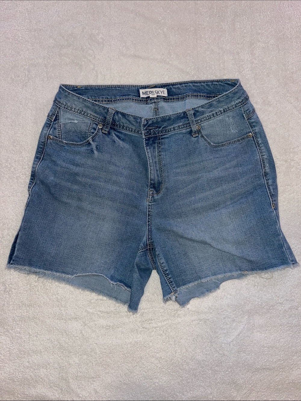 Medi Skye Washed Blue Denim Cutoff Shorts